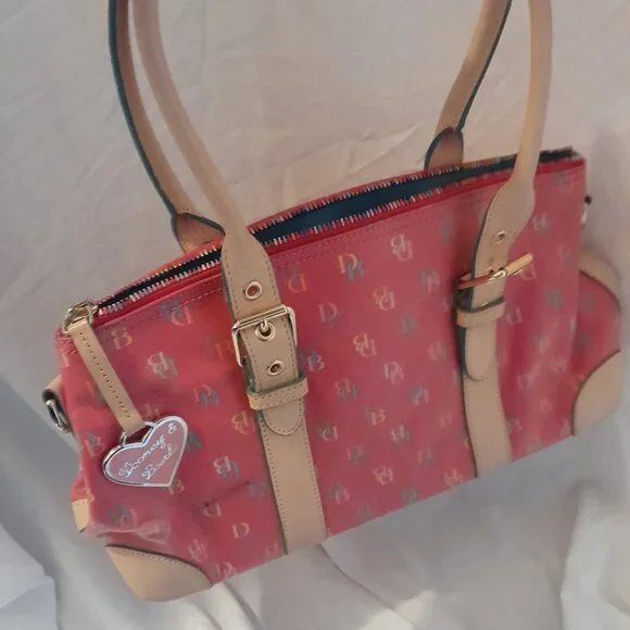 Vintage Y2K 2003 Dooney & Bourke Pink Monogram Domed Satchel Barbiecore - Picture 8 of 16